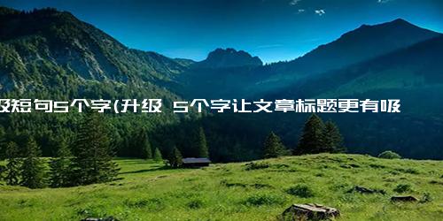 高级短句5个字(升级 5个字让文章标题更有吸引力)